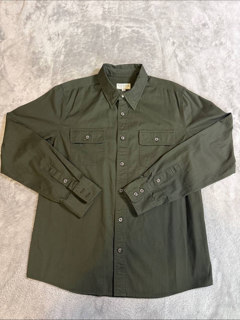 Tecovas Medium Olive Twill Utility Button-Up Shirt